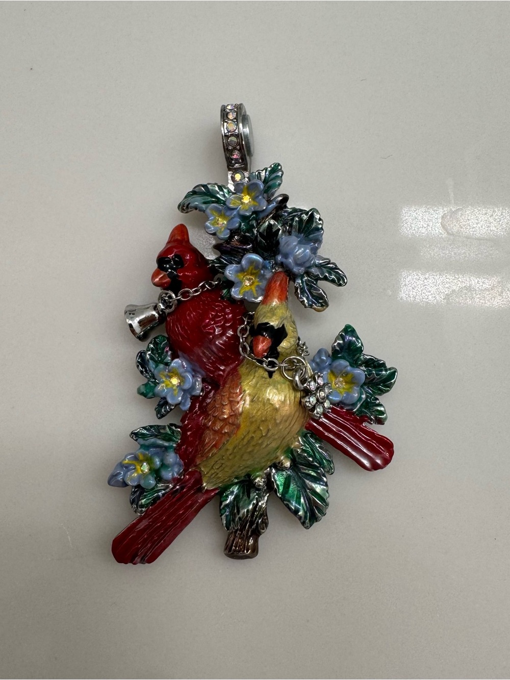 Vintage Kirks Folly Winter Cardinal Magnetic Pendant